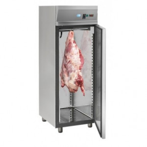 Armoire positive GN 2/1 en acier Inox pour viande porte vitrée avec éclairage néon